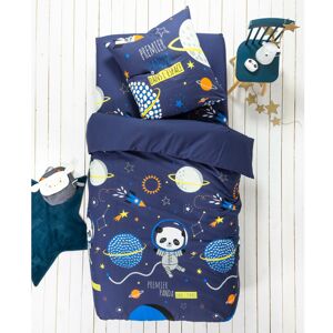 Blancheporte Detská posteľná bielizeň Pao, bavlna, potlač s vesmírom nám.modrá obliečka na prikrývku140x200cm