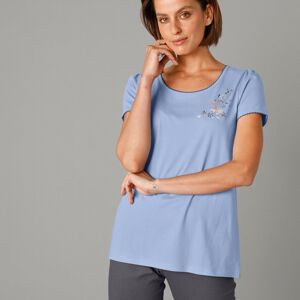 Blancheporte Pyžamové tričko s krátkymi rukávmi a stredovou potlačou kvetín modrá 54