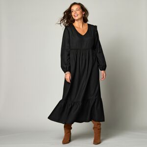Blancheporte Jednofarebné dlhé šaty s volánovým spodným lemom čierna 48