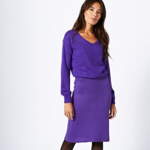 Blancheporte Jednofarebná pletená sukňa, kašmírová na dotyk fialová 50